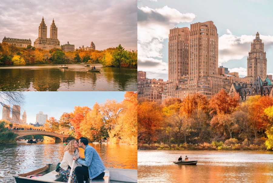 Dạo thuyền trên hồ là hoạt động được yêu thích nhất của du khách khi đến Central Park mùa thu