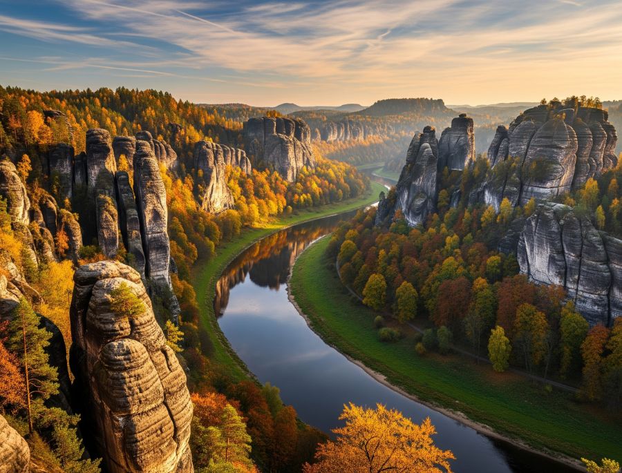 Vườn quốc gia Saxon Switzerland là nơi hội tụ của cảnh quan thiên nhiên ngoạn mục và vẻ đẹp mùa thu yên bình