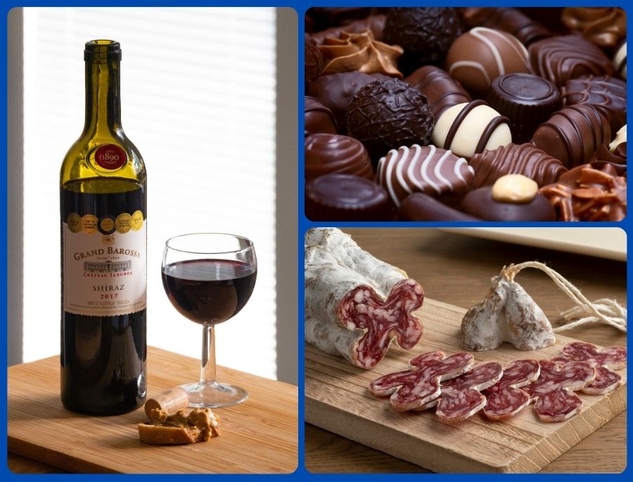 Rượu vang, socola và xúc xích hun khói là một trong những món quà được nhiều người lựa chọn