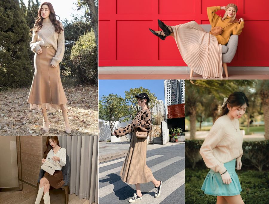 Đây là cách phối đồ thanh lịch và nữa tính, nhưng vẫn giữ ấm được cho cơ thể