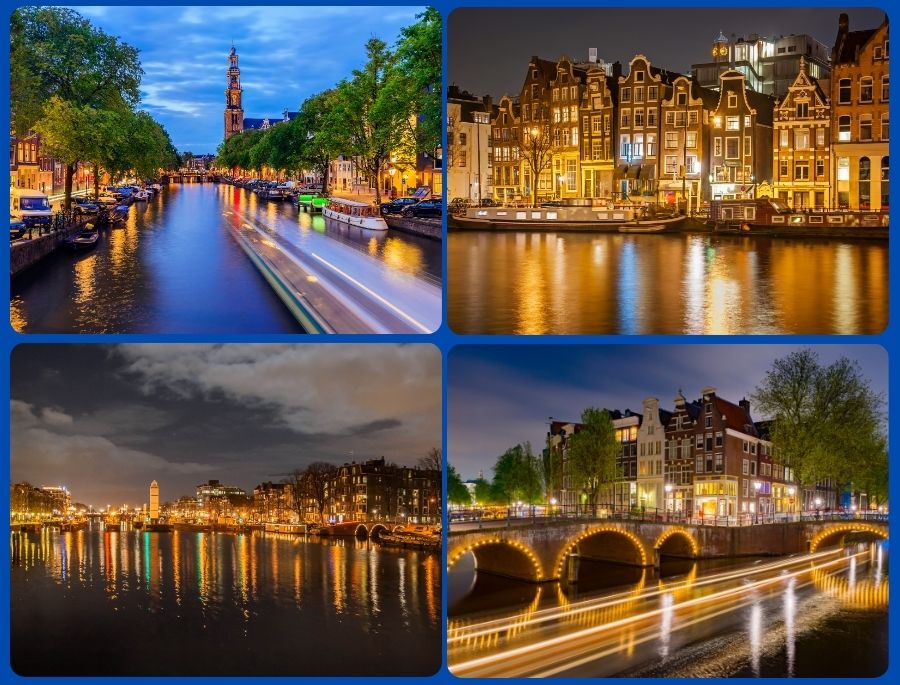 Mỗi khi mặt trời khuất núi, Amsterdam lại khoác lên mình vẻ đẹp vô cùng huyền ảo và lãng mạn