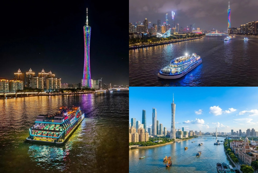Du thuyền sông Châu Giang vào ban đêm để chiêm ngưỡng vẻ đẹp rực rỡ của thành phố