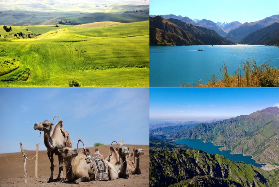 Những cánh đồng cỏ xanh mướt, những hồ nước xanh mát là biểu tượng đặc trưng của khu vực Tân Cương