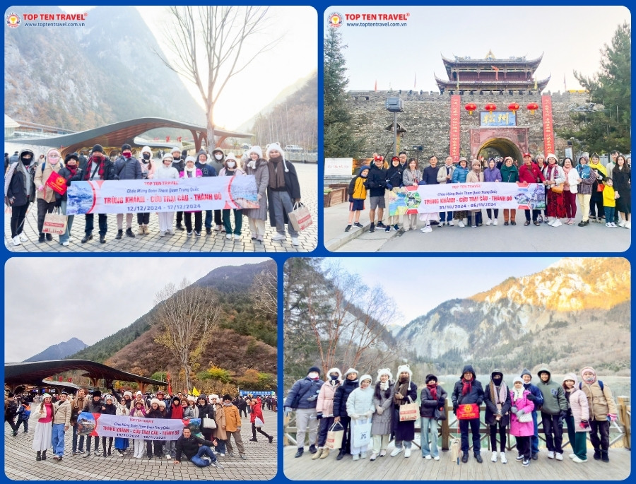 Đoàn Khách Top Ten Travel trong hành trình tour Trung Quốc khám phá thiên đường gấu trúc