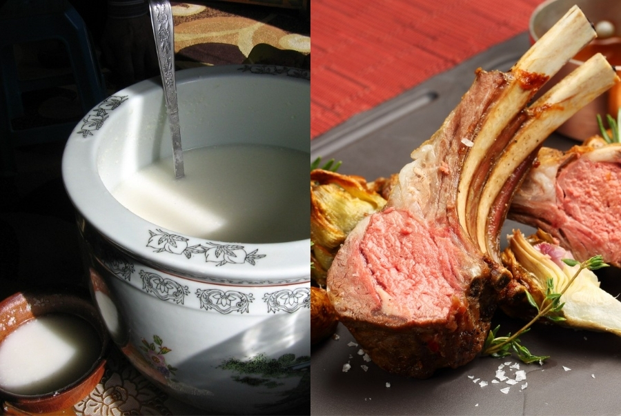 Thịt đỏ và sữa là hai nguyên liệu chính trong ẩm thực của Mông Cổ