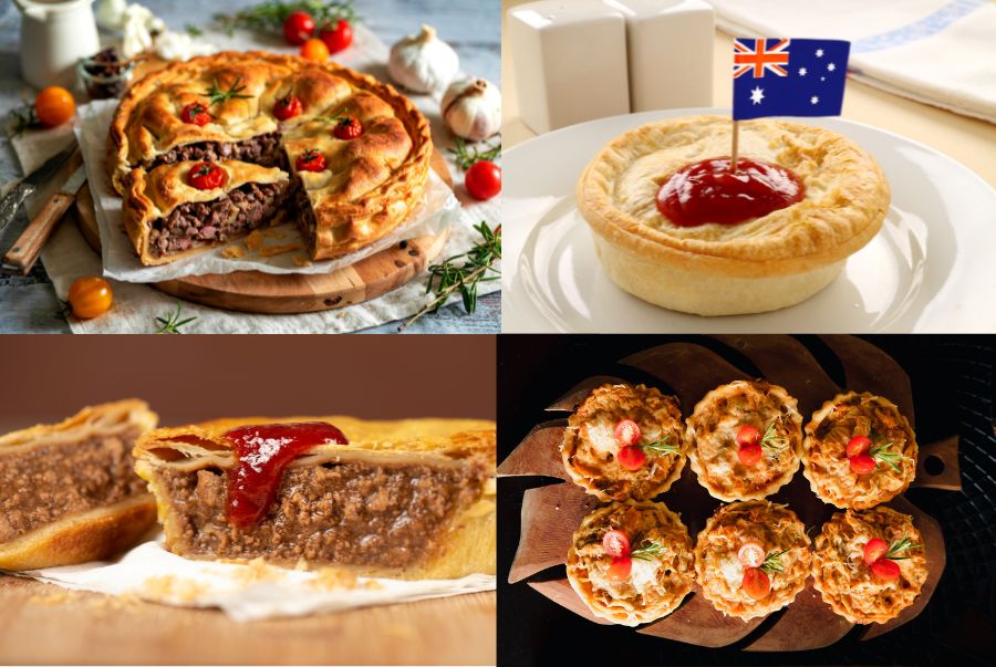 Meat Pie nổi bật với lớp vỏ vàng giòn cùng hương bơ hấp dẫn kết hợp với phần nhân thịt 