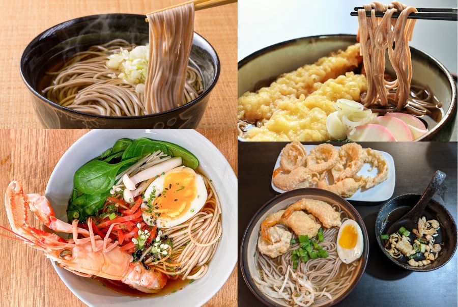 Điểm nhấn của món mì Toshikoshi Soba là sợi mì mảnh, dài và thơm nhẹ mùi kiều mạch