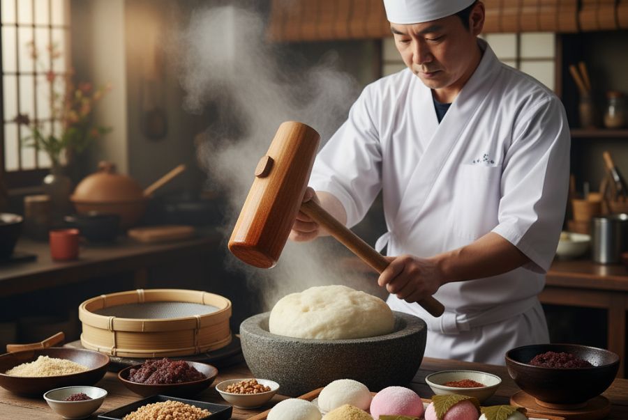 Người đầu bếp cần có sự tỉ mỉ để tạo ra những chiếc bánh mochi xinh xắn với đủ màu sắc