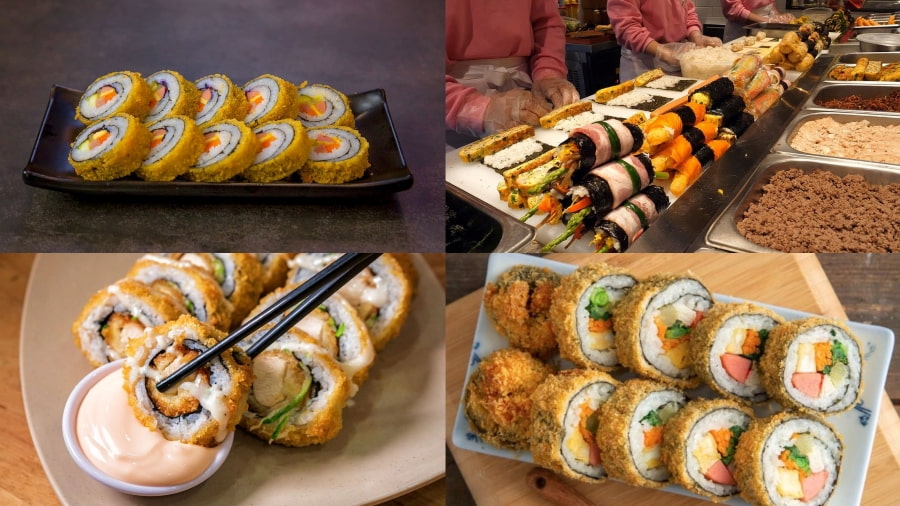 Fried Gimbap sẽ mang đến một trải nghiệm vị giác hoàn toàn mới lạ và thú vị trong hành trình khám phá ẩm thực đường phố Seoul