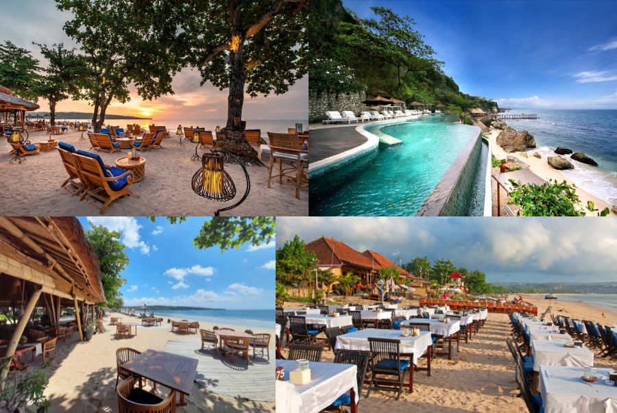 Jimbaran nổi tiếng với dãy nhà hàng hải sản trải dài dọc bờ cát