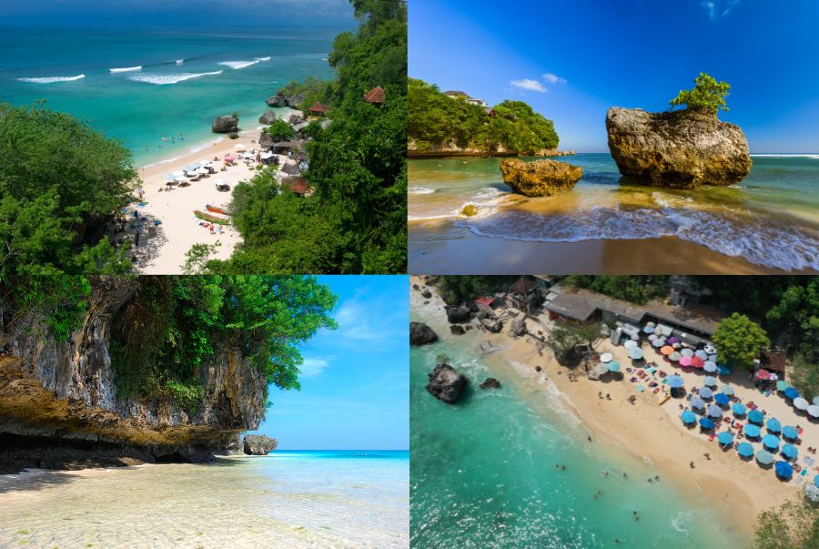 Khung cảnh hoang sơ với bờ cát trắng, làn nước xanh tại Padang Padang Beach