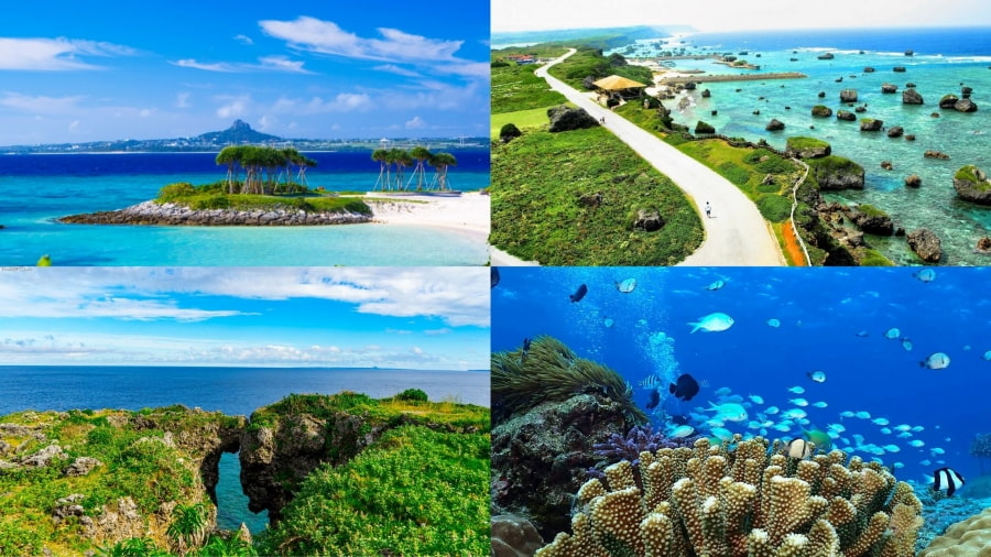 Okinawa nổi tiếng với những bãi biển cát trắng mịn, làn nước trong xanh ngọc bích và những rạn san hô đầy màu sắc
