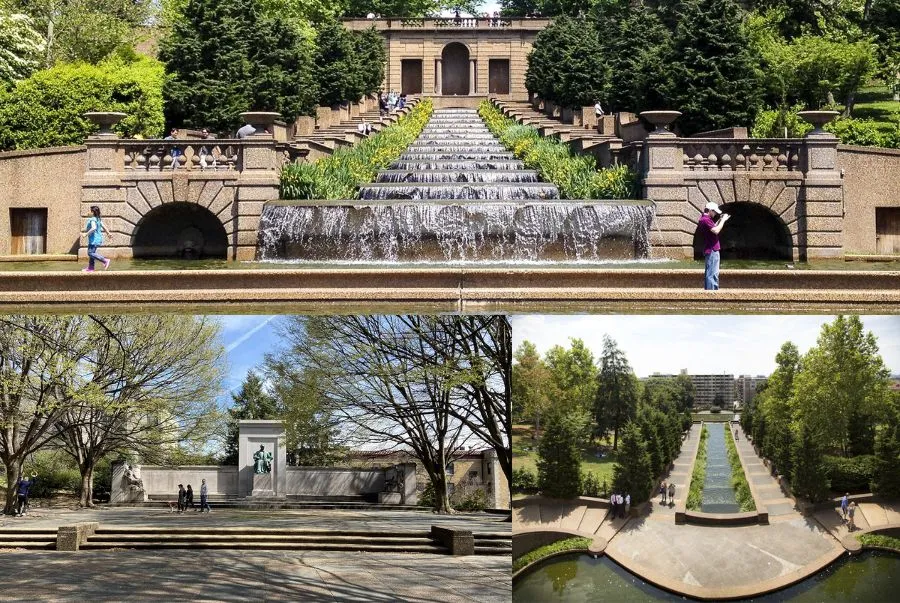 Khung cảnh xanh mát kết hợp với vẻ đẹp nghệ thuật tại Meridian Hill Park