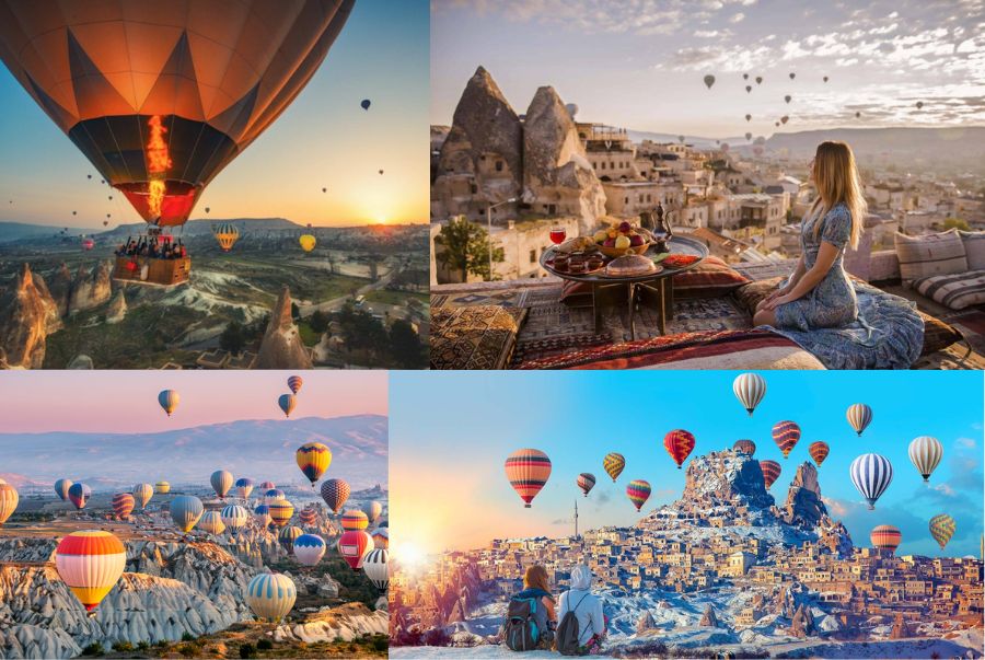 Hoạt động bay khinh khí cầu vào lúc bình minh đã trở thành biểu tượng của du lịch Thổ Nhĩ Kỳ