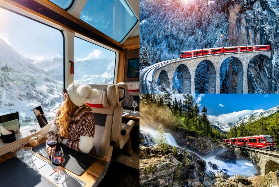 Glacier Express tuyến tàu ngắm cảnh đẹp nhất trong tour du lịch Thuỵ Sĩ