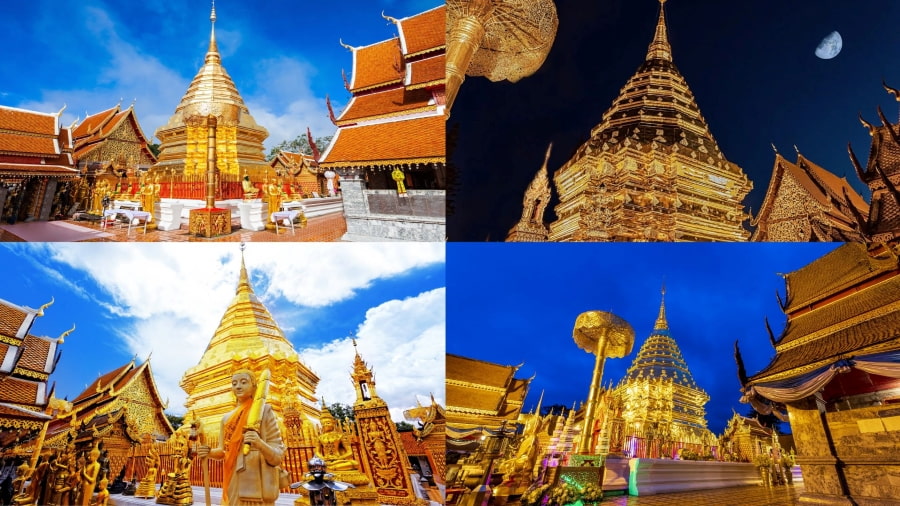 Wat Phra That Doi Suthep chắc hẳn sẽ là điểm đến đầu tiên xuất hiện khi đi du lịch Chiang Mai