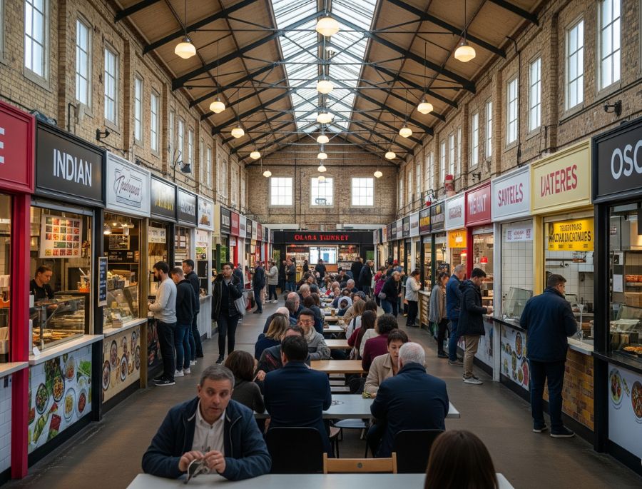 Khu vực ẩm thực vô cùng đa dạng tại khu vực Chợ Old Bus Depot