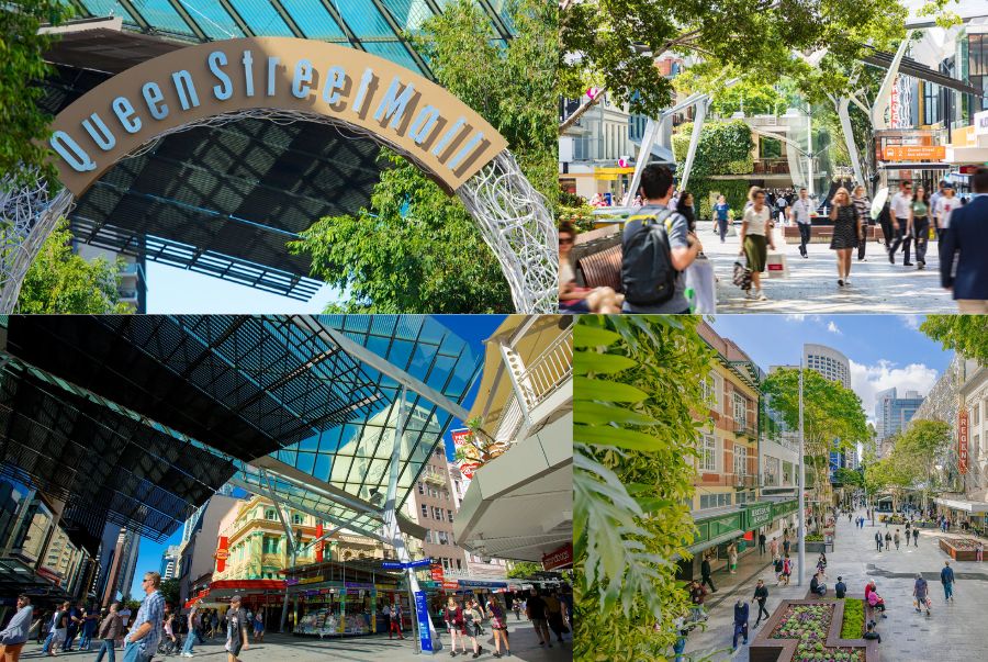 Queen Street Mall là khu phố đi bộ sầm uất bậc nhất Brisbane