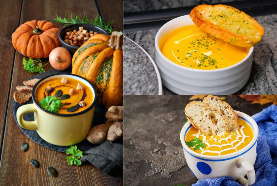 Vào mùa đông, món súp bí đỏ trở thành một biểu tượng ấm áp với hương vị ngọt dịu, béo nhẹ và màu vàng rực rỡ đầy sức sống