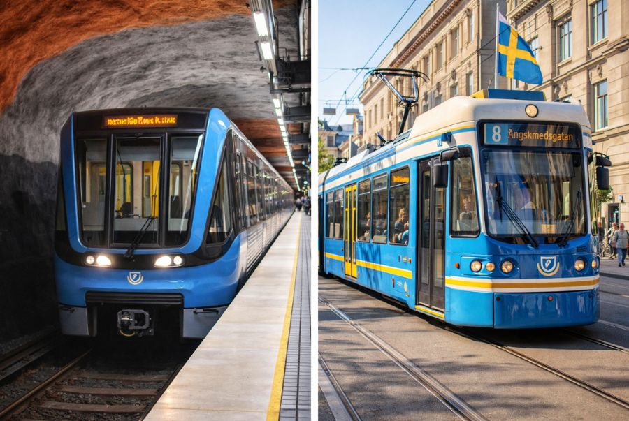 tàu điện ngầm và tàu điện được xem là “xương sống” của hệ thống giao thông tại Thụy Điển