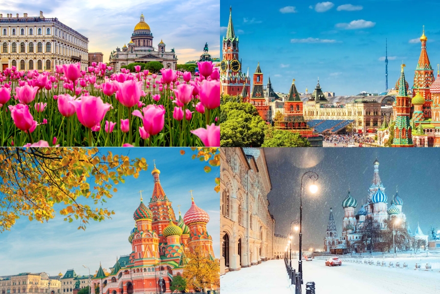 Nga có thời tiết thay đổi rõ rệt theo từng mùa