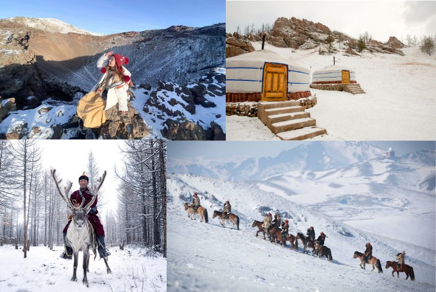 Tuyết trắng phủ kín tại các địa điểm du lịch tại Mông Cổ