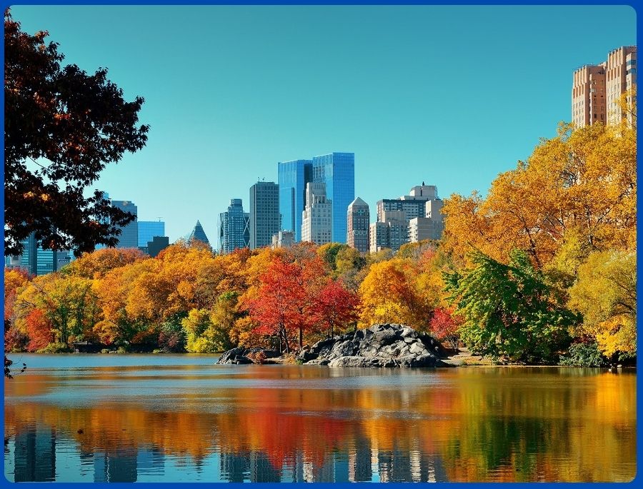 Central Park như hóa thành bức tranh sống động với gam màu nóng bao phủ