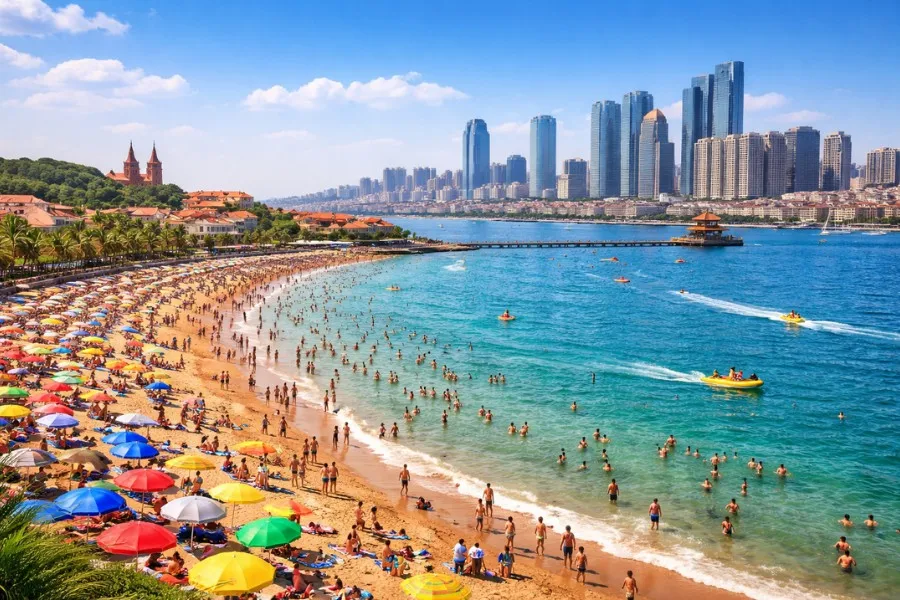 Hệ thống bãi biển nhộn nhịp tại Thanh Đảo