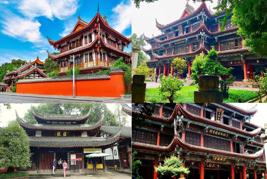 Chùa Văn Thù (Wenshu Yuan): là một trong những ngôi chùa Phật giáo nổi tiếng nhất ở miền Tây Trung Quốc