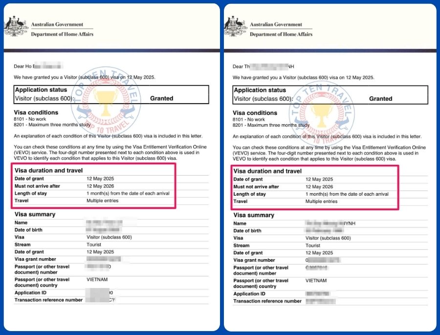 Dịch vụ visa du lịch Úc của Top Ten Travel được đông đảo du khách yêu thích bởi quy trình uy tín, tuyệt đối bảo mật