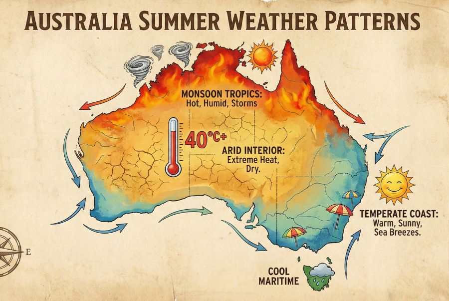 Đặc điểm thời tiết mùa hè tại một số khu vực nước Úc