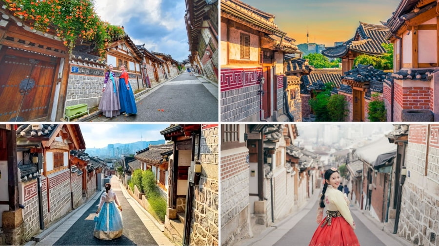 Làng cổ Bukchon Hanok mang đến một không gian tĩnh lặng và cổ kính đầy quyến rũ, đặc biệt thu hút vào những ngày hè