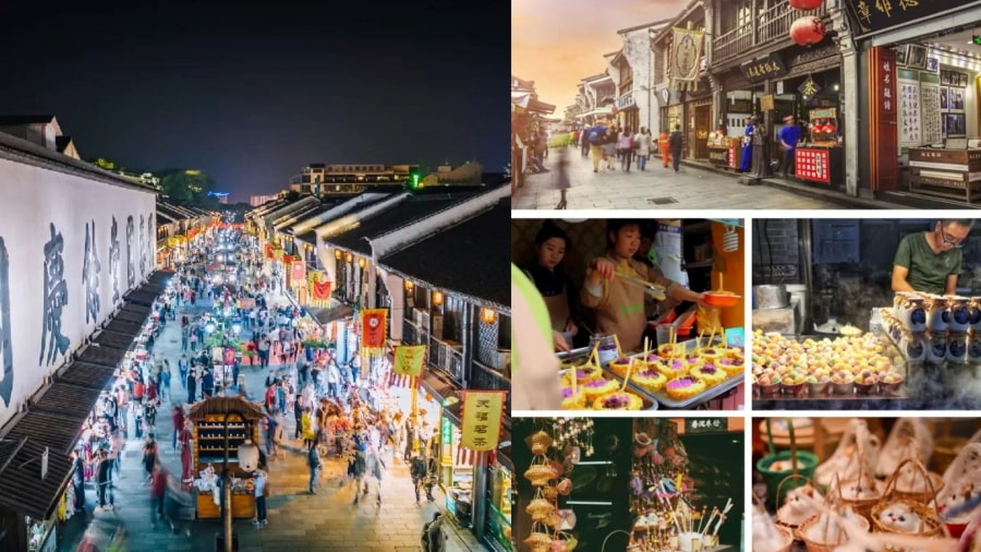 Chợ đêm Hefang Street là điểm đến không thể thiếu khi màn đêm buông xuống ở Hàng Châu