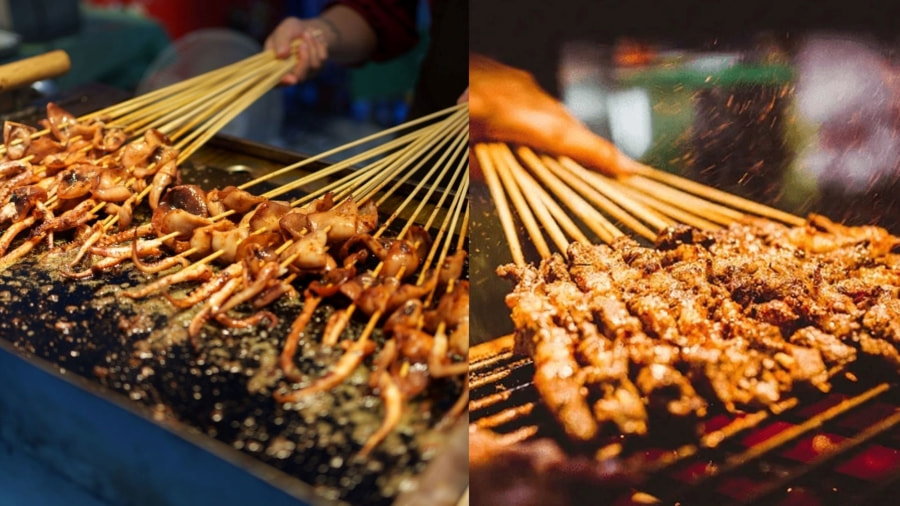 Đến các khu chợ đêm ở Hàng Châu, bạn sẽ dễ dàng bị cuốn hút bởi mùi thơm của những xiên nướng các loại nghi ngút khói
