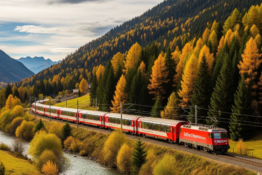 Gotthard Panorama Express là sự kết hợp độc đáo giữa đường sắt và đường thủy