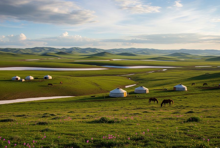 Khung cảnh tươi mới, tràn đầy sức sống tại Mông Cổ vào mùa xuân