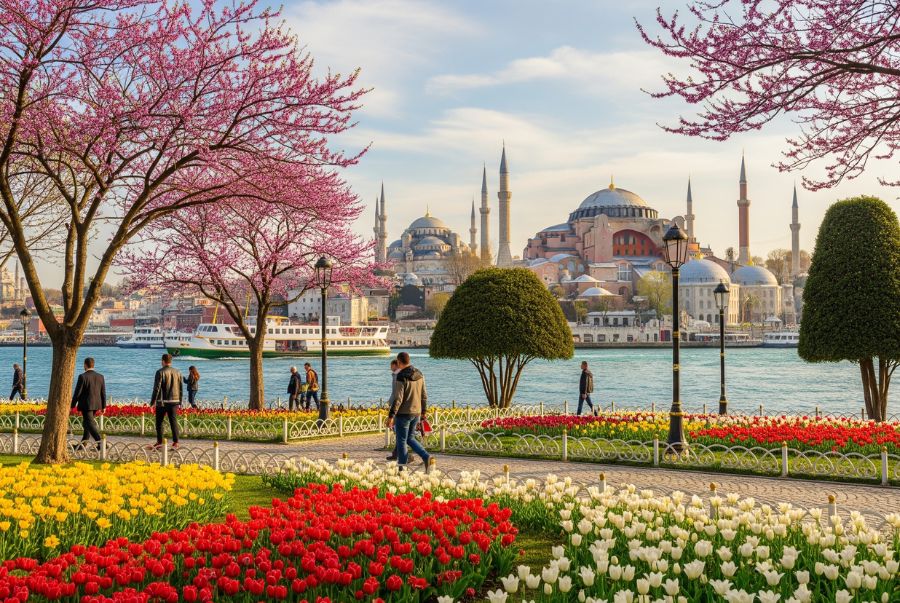 Mùa xuân là thời điểm diễn ra lễ hội hoa tulip tại Istanbul