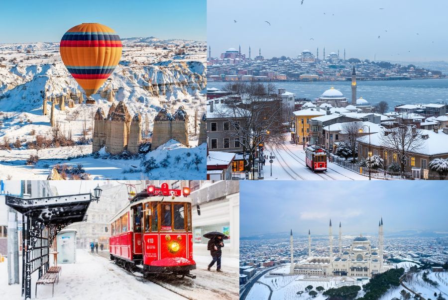 Khung cảnh tuyết trắng bao phủ tựa như một tấm áo choàng tuyết trắng tinh khôi tại Thổ Nhĩ Kỳ