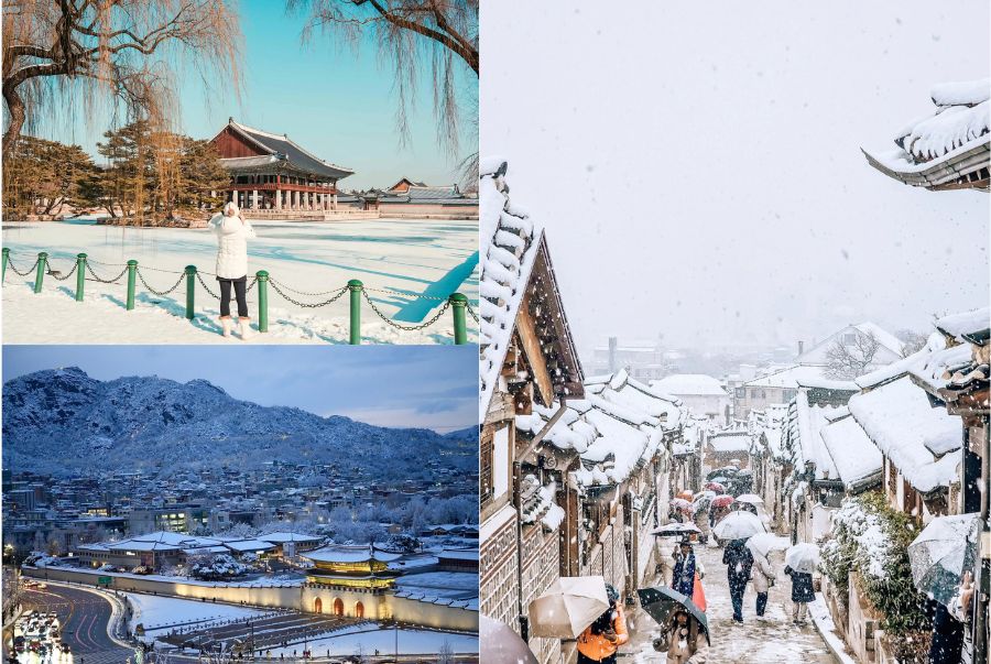 Seoul và miền bắc vào dịp tết có khí hậu lạnh với nhiệt độ dao động trong khoảng từ -6°C đến 4°C