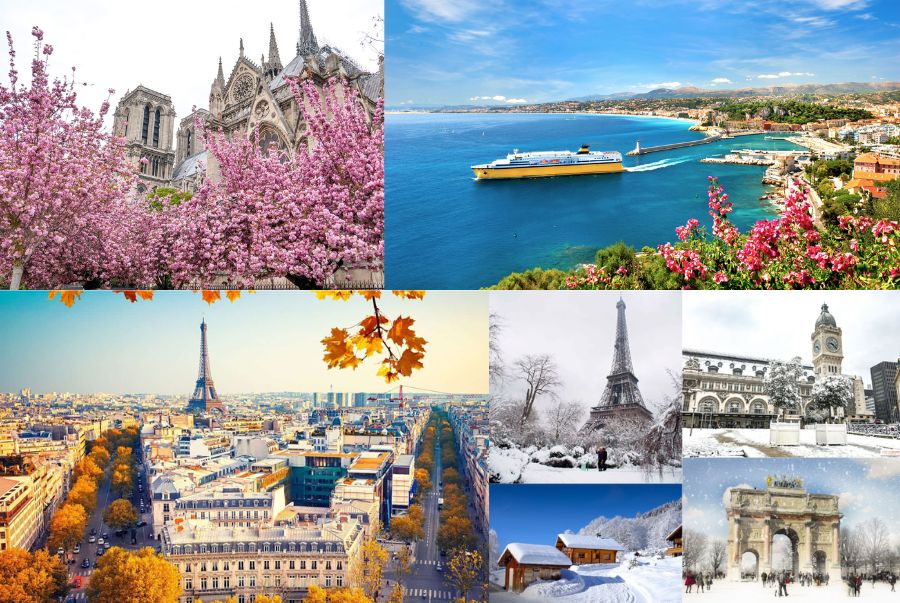 Sự giao thoa giữa các vùng khí hậu và địa hình đã tạo nên bốn mùa rõ rệt tại Pháp