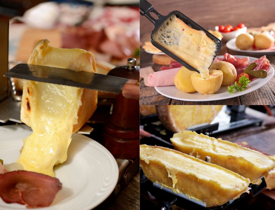 Những phần phô mai nóng chảy được cạo trực tiếp ra đĩa thức ăn