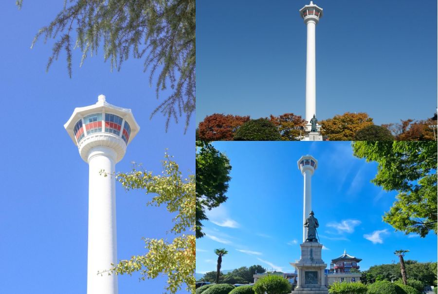 Busan Tower có hình dáng tựa như một ngọn hải đăng, với sắc trắng chủ đạo