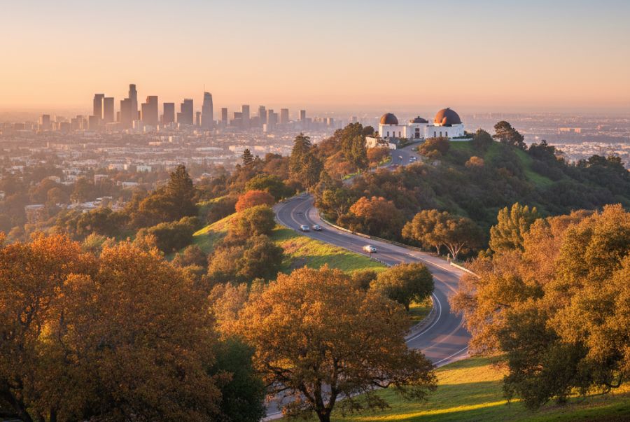 Con đường mùa thu tuyệt đẹp dẫn lên Griffith Observatory