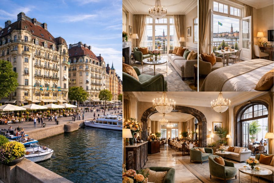 Hotel Diplomat Stockholm lcó tầm nhìn toàn cảnh ngay ven bến cảng Nybroviken