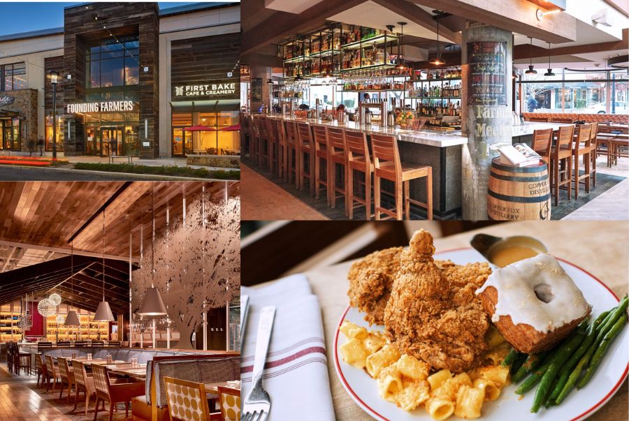 Founding Farmers là nhà hàng nổi tiếng với triết lý ẩm thực bền vững, sử dụng nguyên liệu sạch 