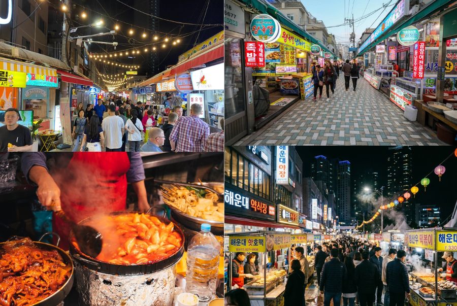 Chợ đêm Haeundae là biểu tượng của nhịp sống trẻ trung và sôi động tại Busan.