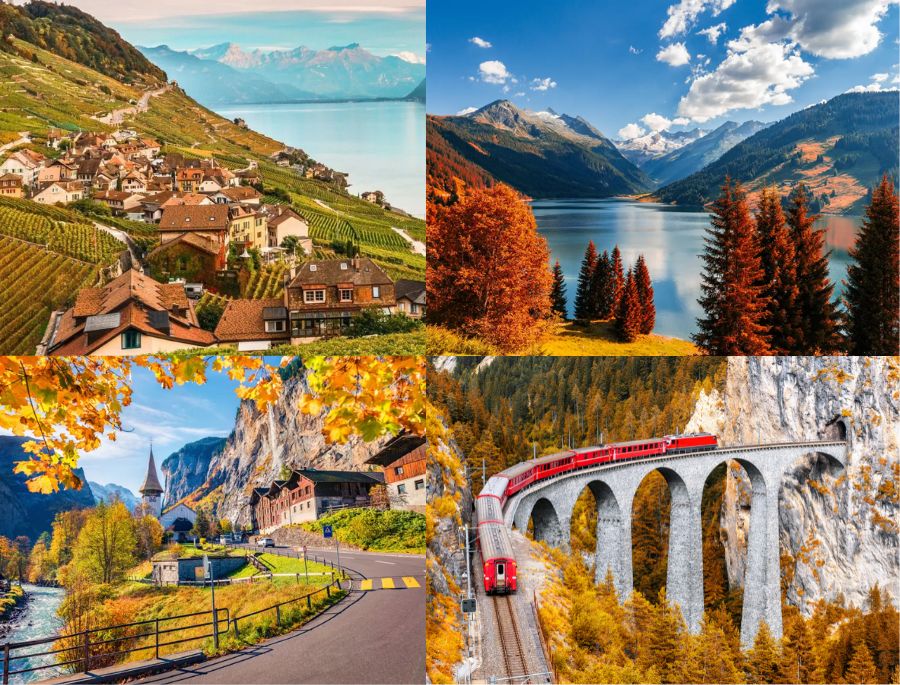 Mùa thu Thụy Sĩ sở hữu sự lãng mạn với những gam màu ấm áp