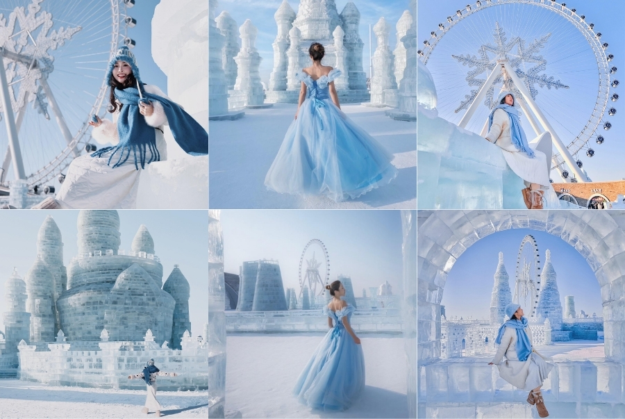 Công viên băng tuyết thế giới thu hút du khách bởi những công trình băng đăng kỳ vĩ