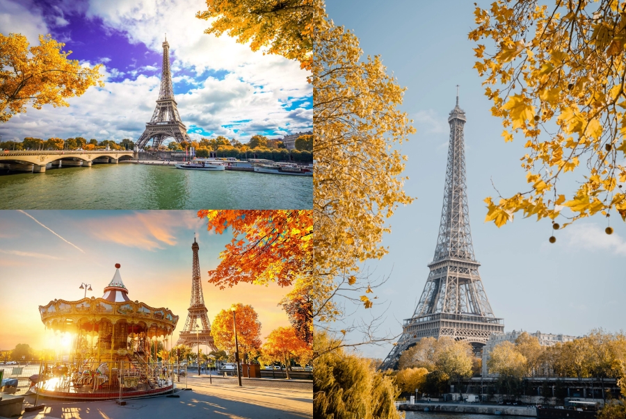 Tháp Eiffel là điểm dừng chân không thể thiếu khi đến paris đặc biệt là vào mùa thu rực rỡ