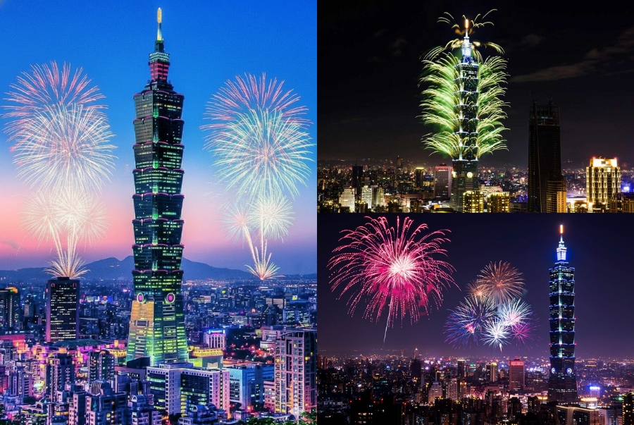 Toà tháp Taipei 101 luôn thu hút du khách bởi những màn pháo hoa lộng lẫy